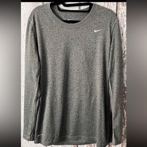 NIKE Gray Long Sleeve Dri Fit Women's Athletic Top Large L